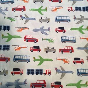 Pottery‎ Barn Kids Brody Transportation Full Flat Sheet Truck Vehicles Car Plane